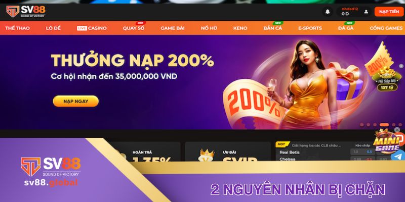 2 nguyên nhân chính khiến link SV88 bị chặn