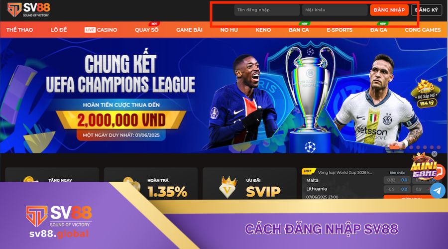 Cách đăng nhập tại nhà cái SV88