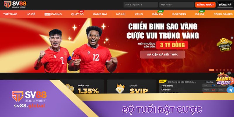 Điều khoản điều kiện quy định độ tuổi sử dụng dịch vụ tại SV88