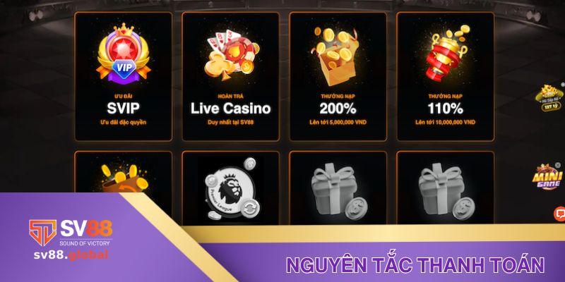 Nguyên tắc SV88 thanh toán tiền thưởng khuyến mãi