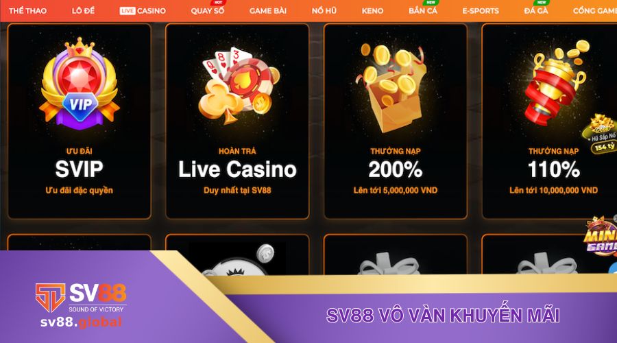 SV88 vô vàn hoạt động khuyến mãi